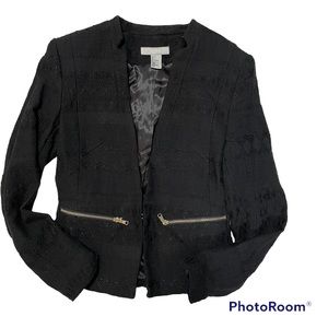 H&M Women’s Jacket Full Zip Black Size 6 Long Sleeve Zip Pockets